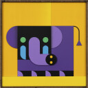 ELEFANT KIND (lila/gelb)