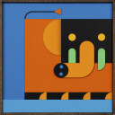 ELEFANT MAMA (orange/blau)