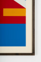 DREI PFERDE (gelb, orange & rot auf blauem Grund)
